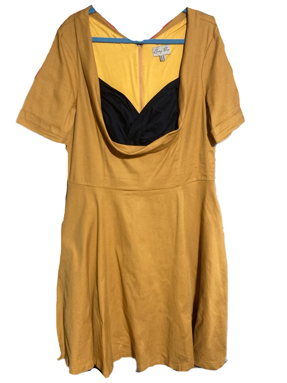 Lindy Bop Mustard Sloane Dress size 16 GUC